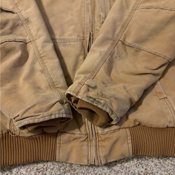 Carhartt Tan Hooded Work Jacket Durable Canvas - Picture 4 of 8